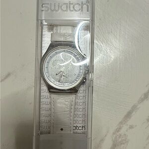 Swatch Silver and White Smartwatch